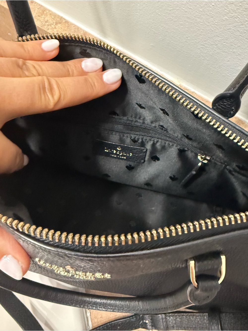kate spade Black Pebbled Leather Satchel with Gold Hardware - Picture 4 of 4